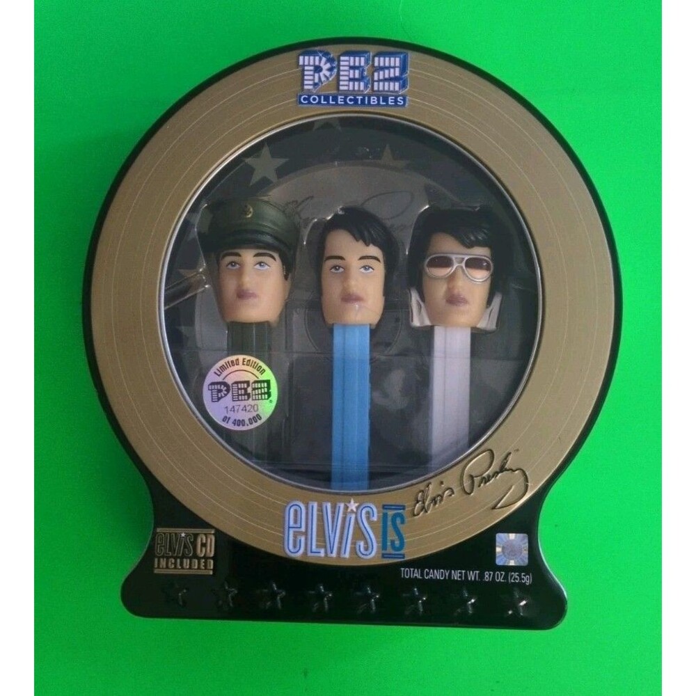 Elvis Presley PEZ Collectibles Dispenser Set with Elvis CD included e83